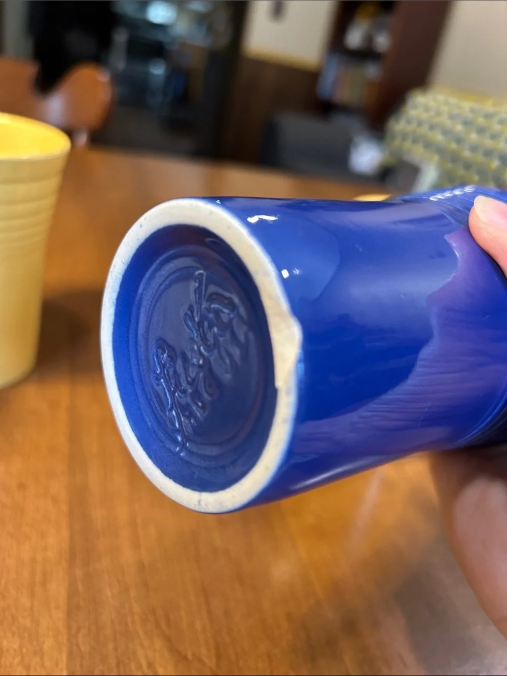 Four Fiesta Juice glasses Blue and Yellow